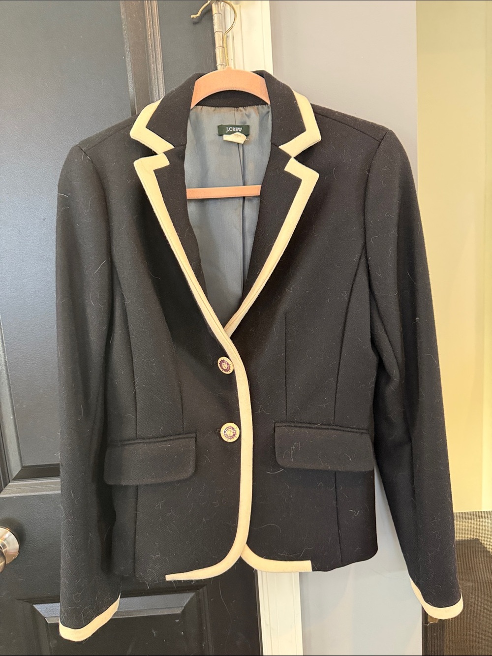 J. Crew Black Blazer with Cream Trim - Picture 2 of 5